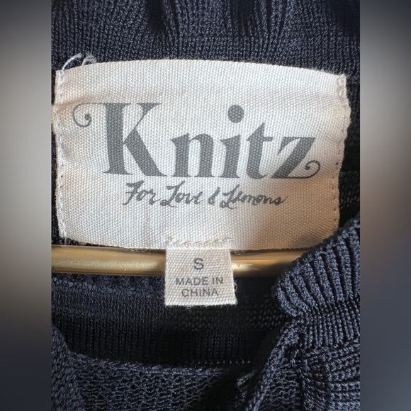 Knitz for Love & Lemons Ruffle Mesh Sleeveless Black Dress Small - Picture 3 of 12